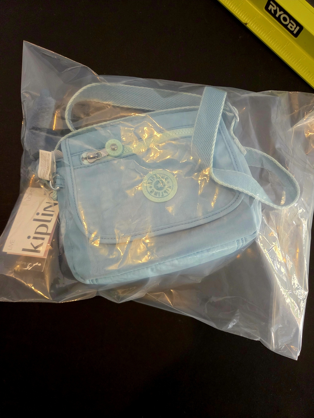 Kipling Sky Blue Crossbody Bag with Pom-Pom Keychain - Picture 6 of 6